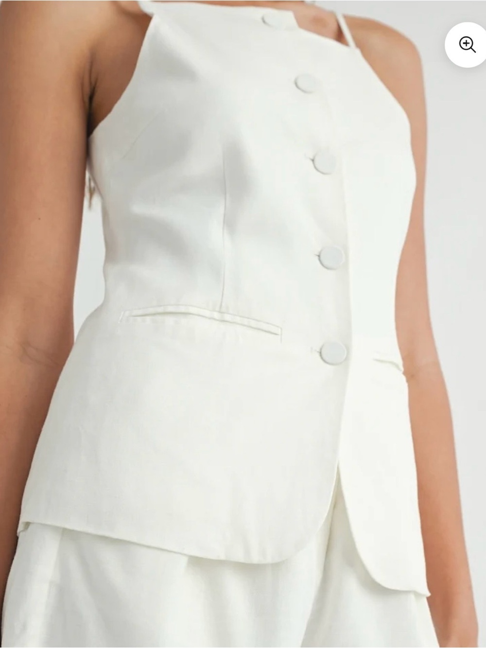 NWOT Rachel Zoe White Linen Sleeveless Button-Front Vest - Picture 5 of 9